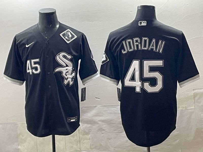Men 2025 Chicago White Sox #45 Jordan Black Game Nike MLB Jersey style 07